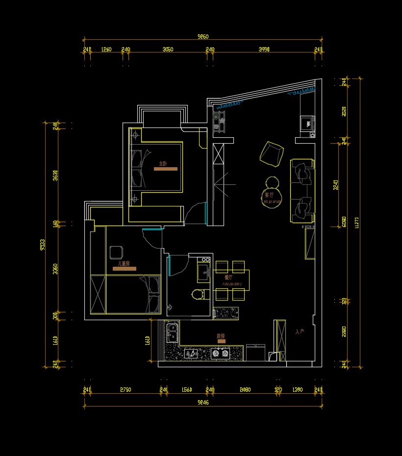 81现代两房装修效果图,精致小户型，简单舒适家装修案例效果图-美广网(图1)