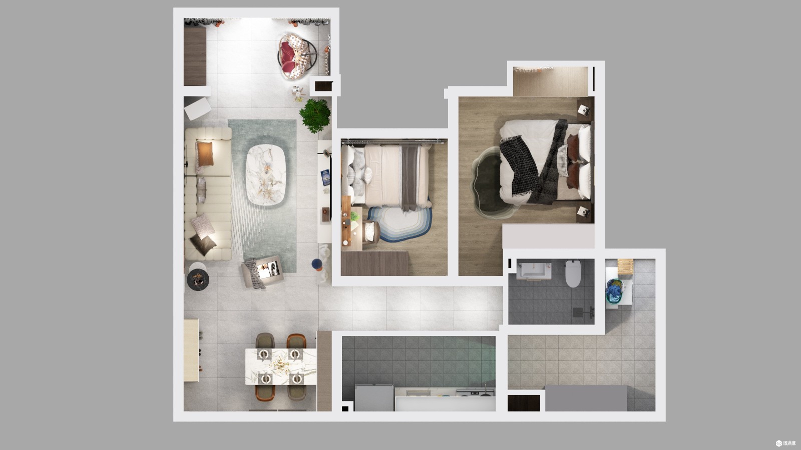 33现代三房装修效果图,loft公寓现代简约风装修案例效果图-美广网(图1)
