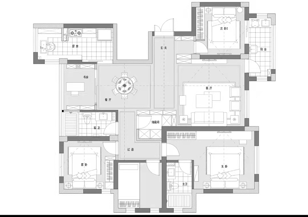 125混搭四房装修效果图,把家当成美术馆装修案例效果图-美广网