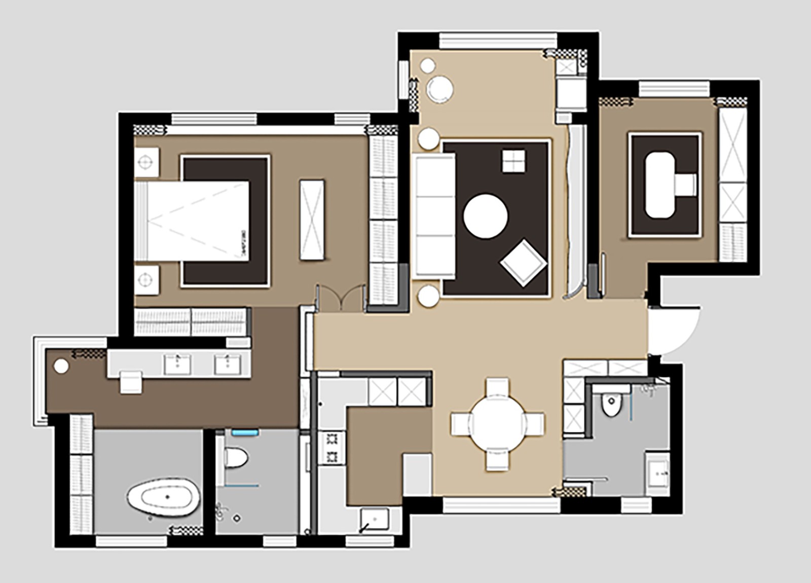 110现代三房装修效果图,简约创意设计装修案例效果图-美广网(图1)