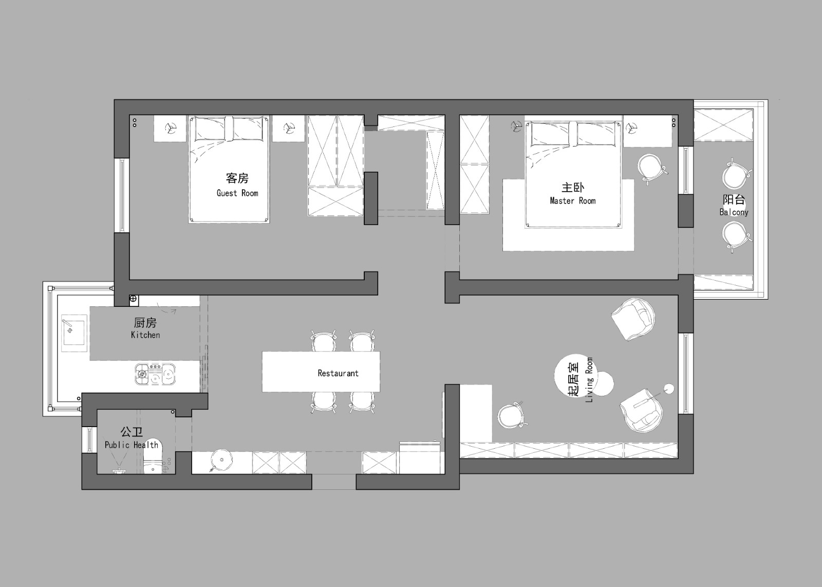 100现代三房装修效果图,简单的线条 展现细腻张力装修案例效果图-美广网