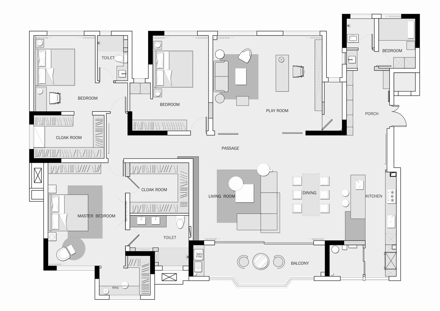 105现代三房装修效果图,享受繁华都市的宁静生活装修案例效果图-美广网