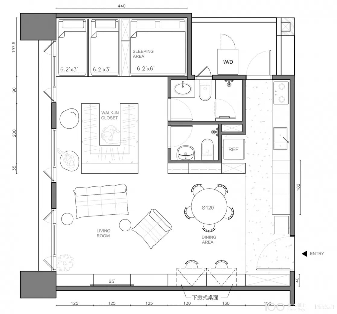 105现代三房装修效果图,静谧悠长的家居氛围装修案例效果图-美广网(图1)