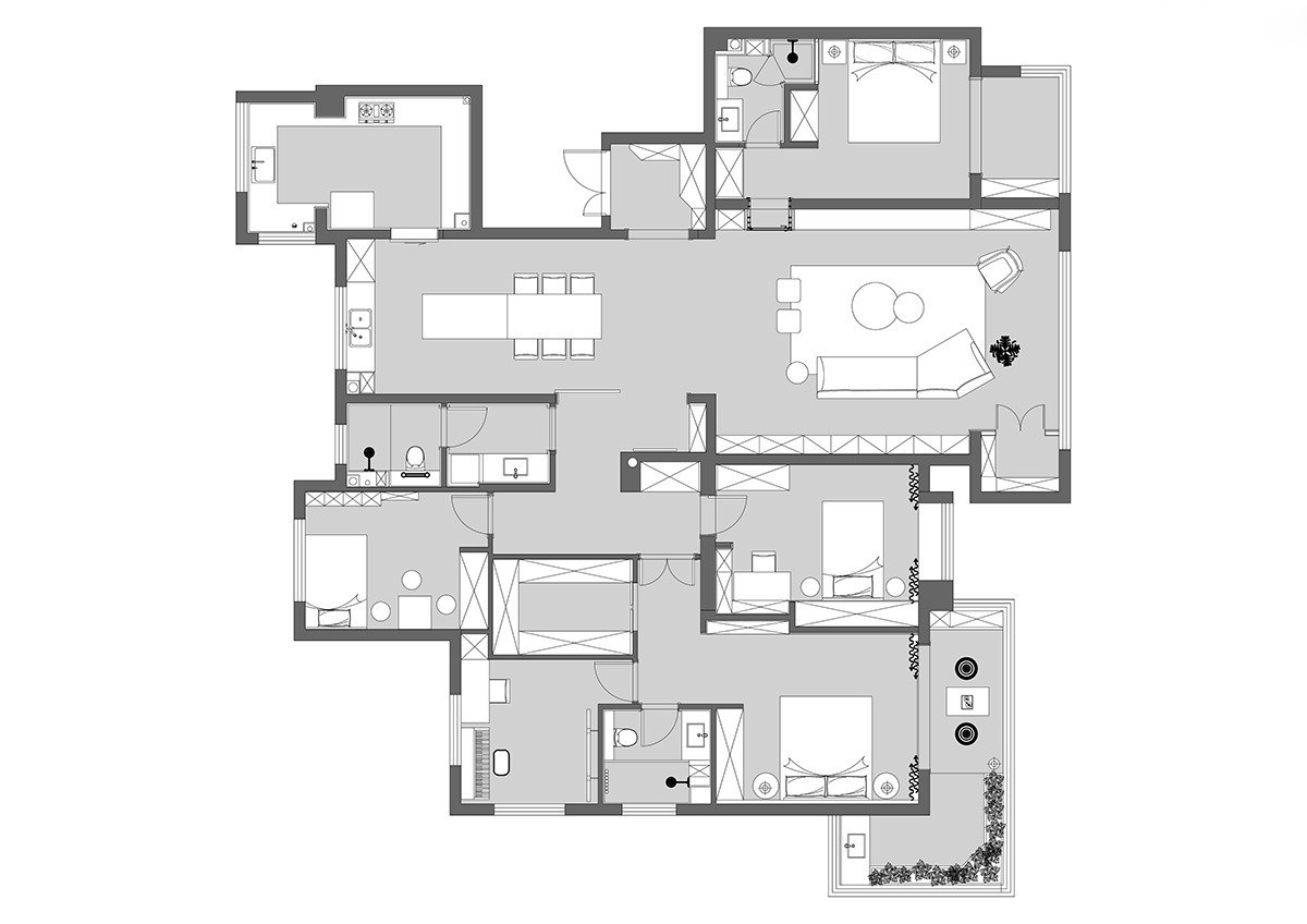 110现代三房装修效果图,诠释简约纯粹的生活装修案例效果图-美广网(图1)