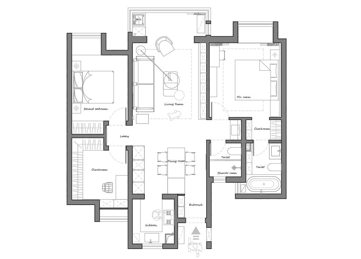 130现代三房装修效果图,与众不同的简约风格装修案例效果图-美广网