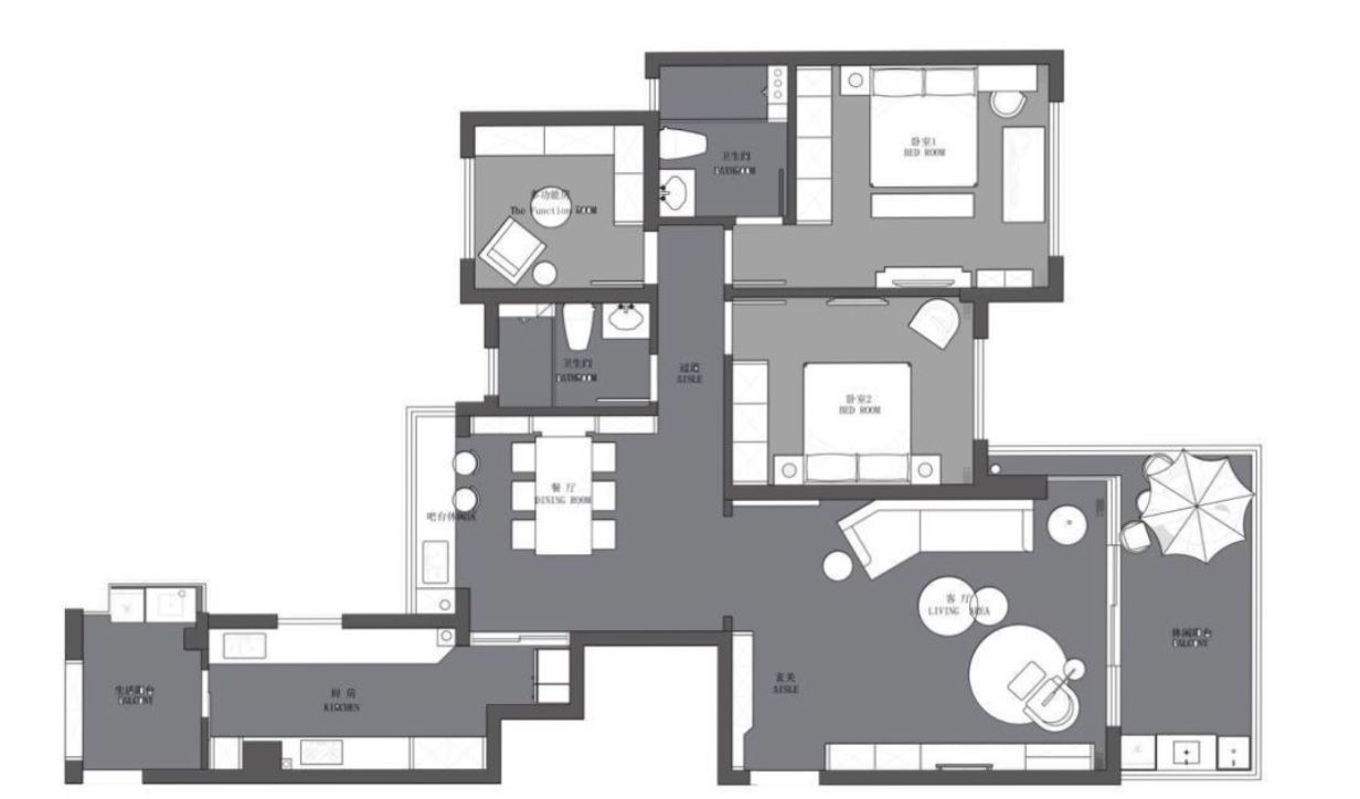 120现代三房装修效果图,惬意生活 现代三居设计装修案例效果图-美广网(图1)