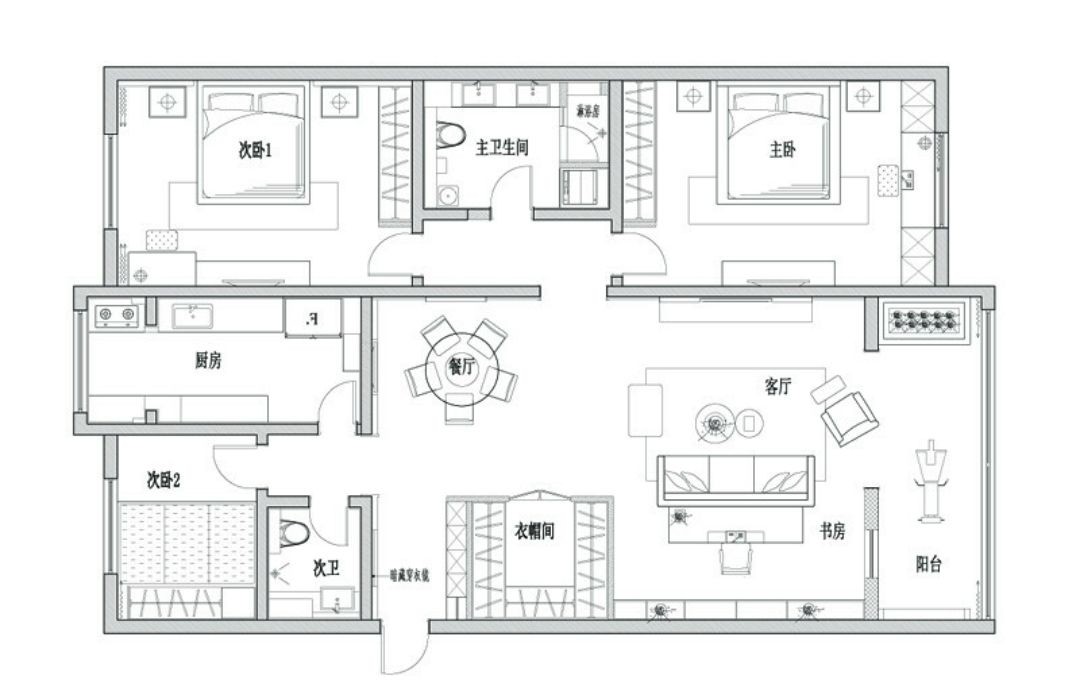 130现代三房装修效果图,理性与浪漫间的家装修案例效果图-美广网(图1)