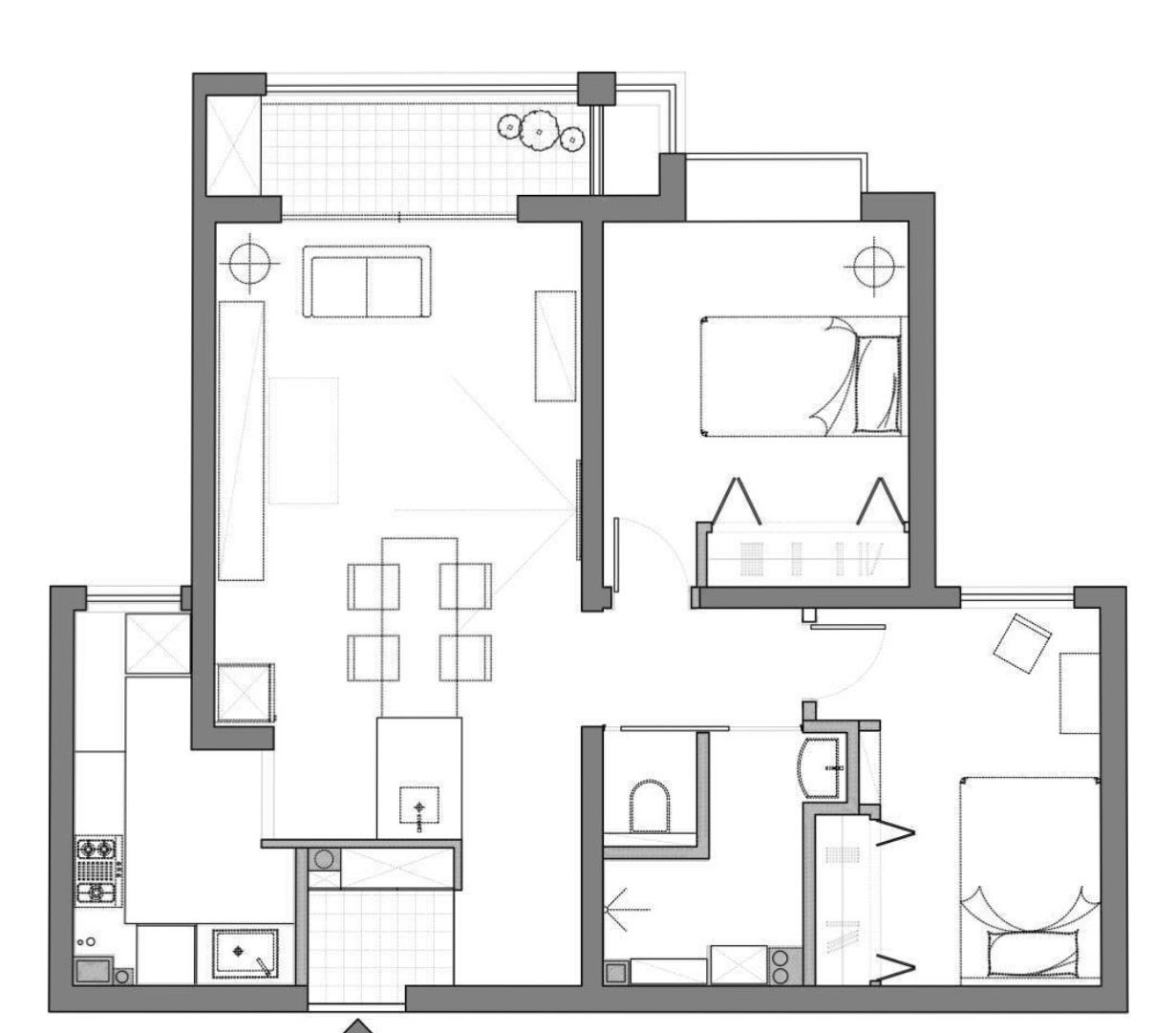 120现代三房装修效果图,简约公寓，家的港湾装修案例效果图-美广网