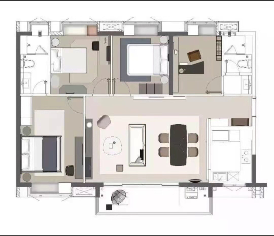 143现代四房装修效果图,童趣之家装修案例效果图-美广网(图1)