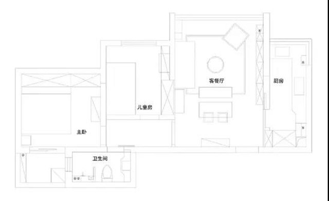 80现代两房装修效果图,黑白线条——轻巧北欧装修案例效果图-美广网(图1)