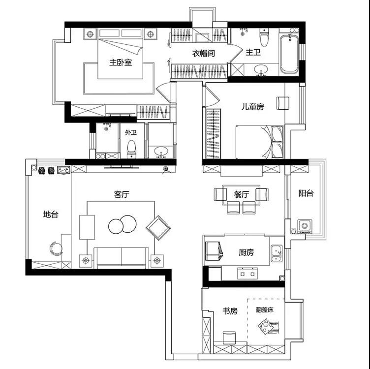 116北欧三房装修效果图,116㎡现代北欧三居室装修案例效果图-美广网