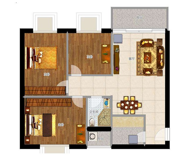 120现代三房装修效果图,120平现代简约三居室装修案例效果图-美广网(图1)