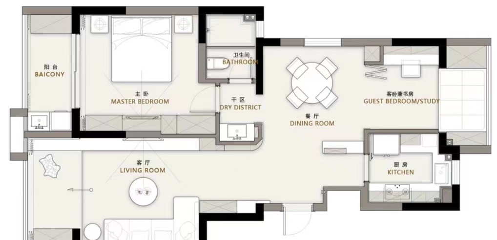 92现代两房装修效果图,温馨的时代有个你的家装修案例效果图-美广网(图1)
