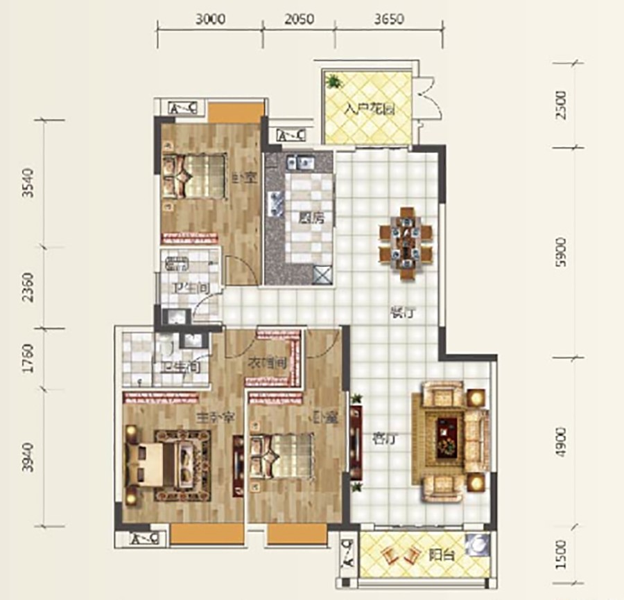 98现代三房装修效果图,温润原木色，打造宁静的家装修案例效果图-美广网