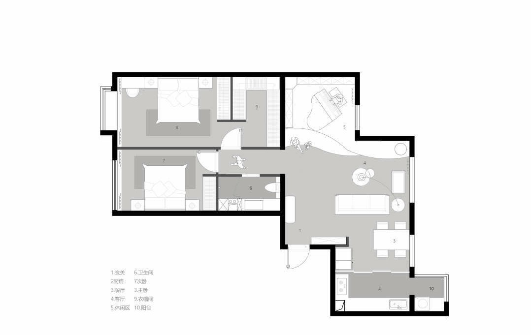 105现代三房装修效果图,时尚又耐看的家装修案例效果图-美广网