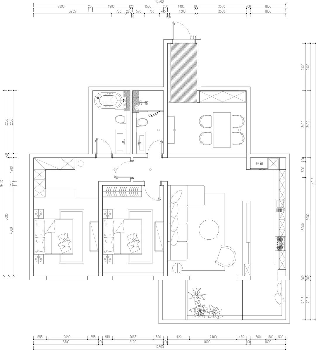 110现代三房装修效果图,110㎡现代简约装修案例效果图-美广网