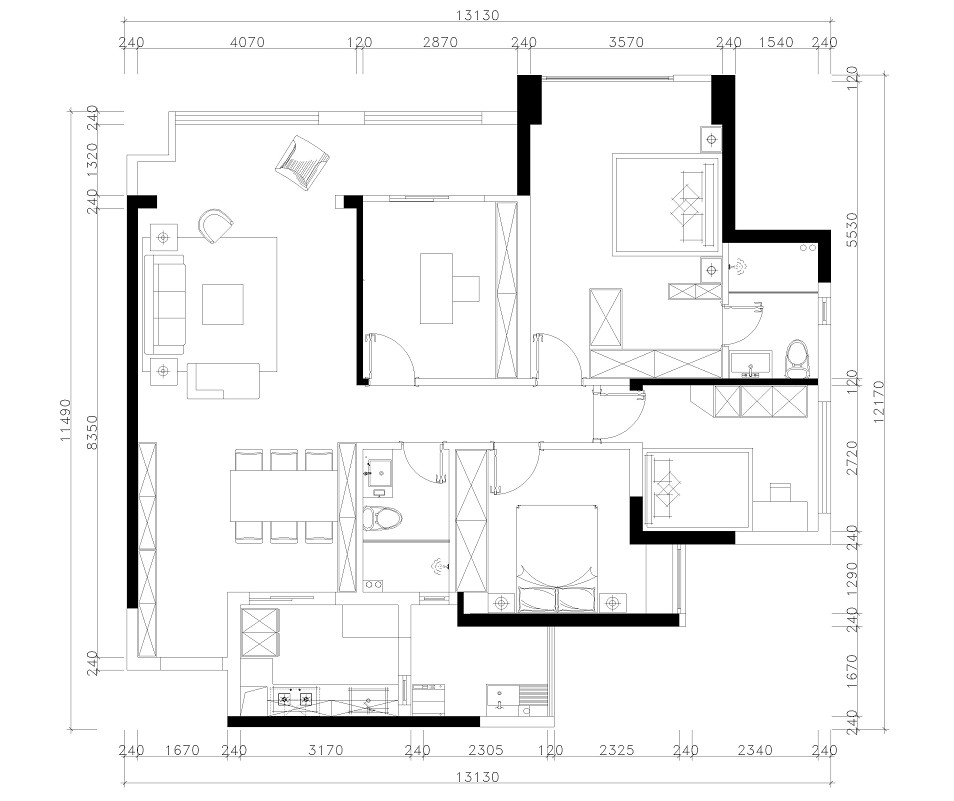 130现代三房装修效果图,颜控夫妻的130平美家装修案例效果图-美广网(图1)