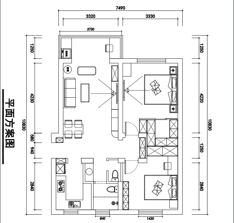 89北欧两房装修效果图,旧房翻新改造89平两居室装修案例效果图-美广网(图1)