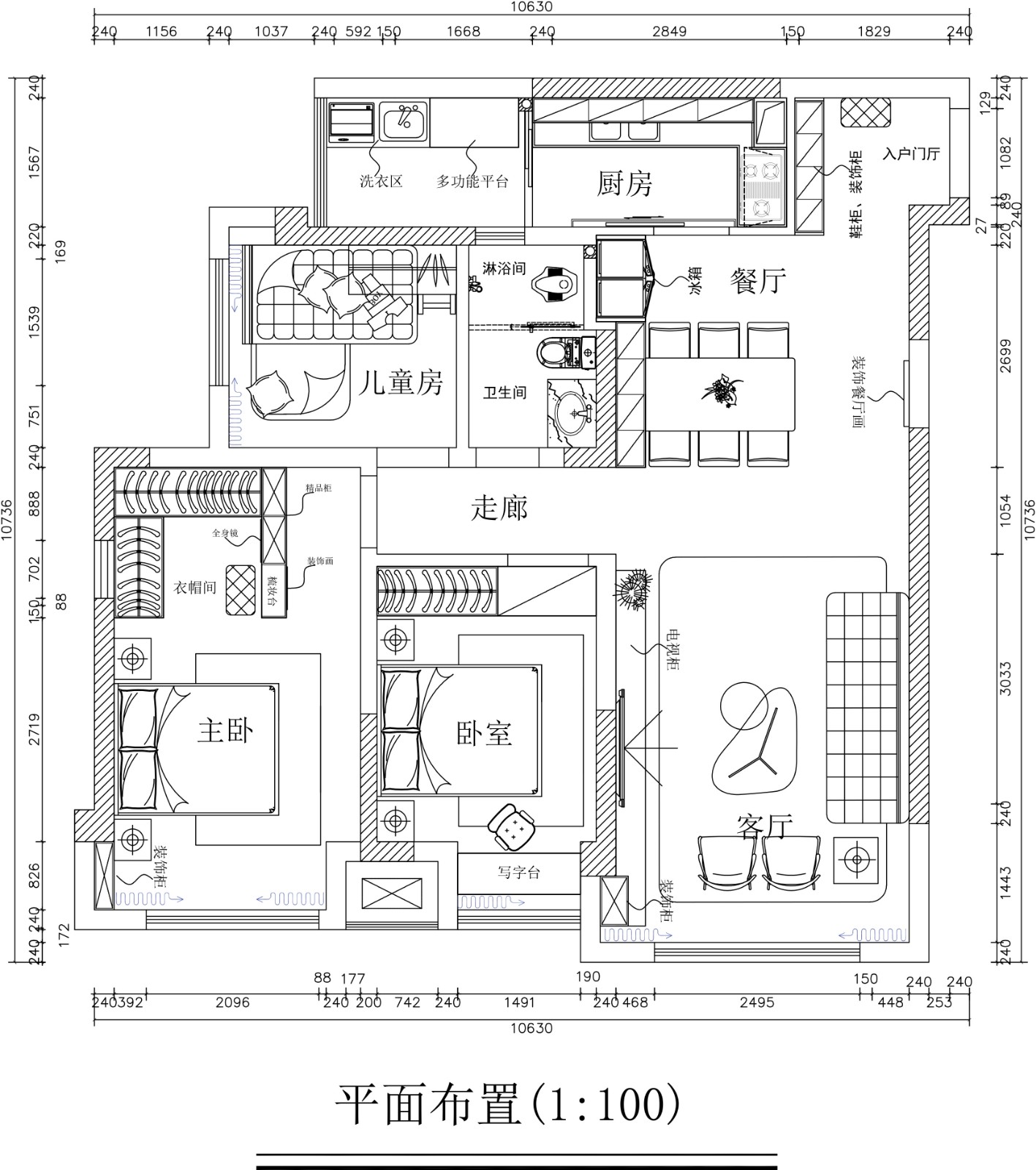83轻奢三房装修效果图,刘老师雅居装修案例效果图-美广网(图1)