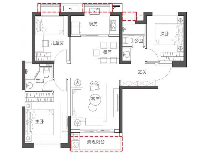 130轻奢四房装修效果图,现代轻奢风开放式厨房设计装修案例效果图-美广网(图1)