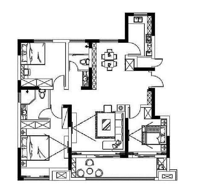 98现代三房装修效果图,现代装修实景案例装修案例效果图-美广网(图1)