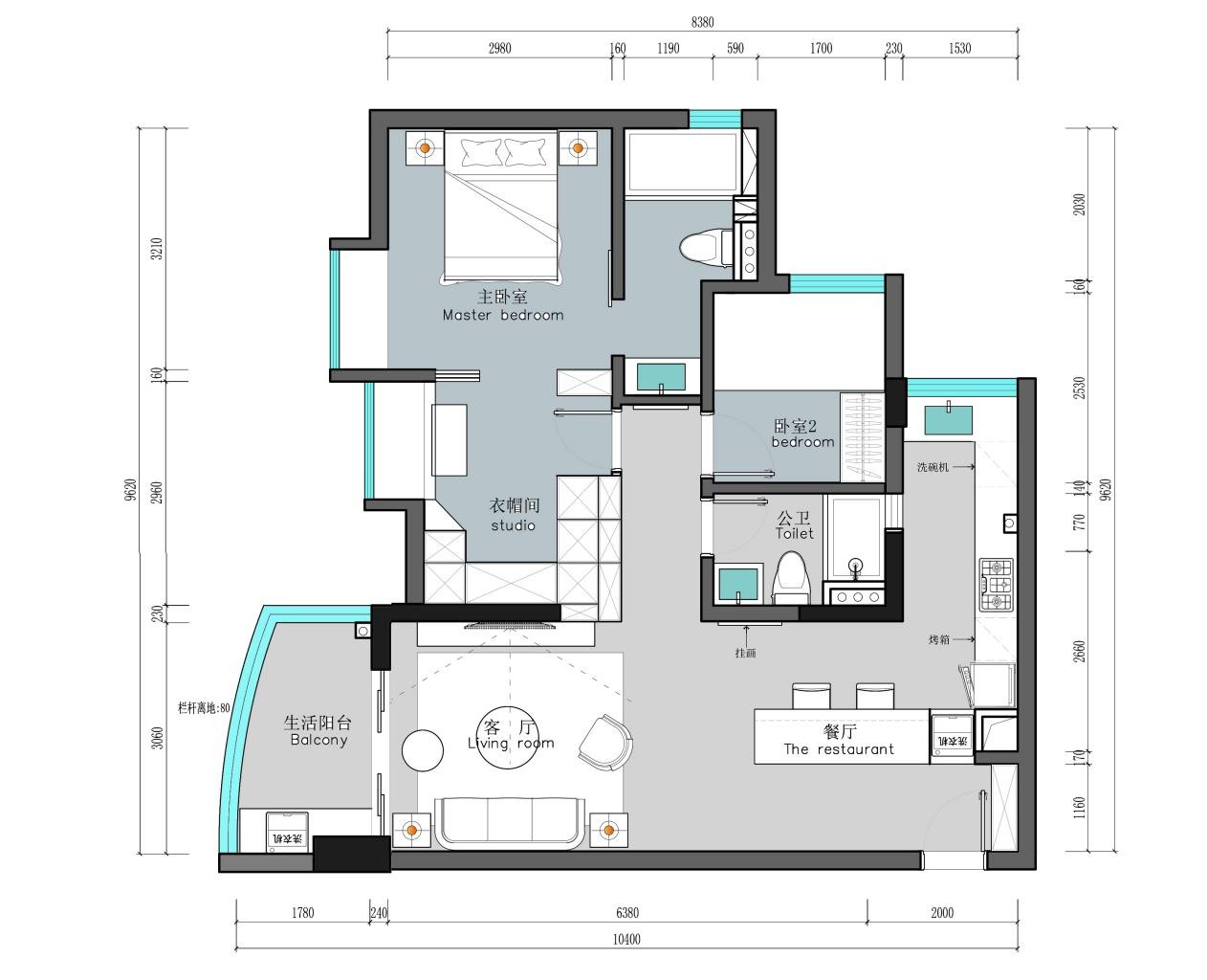 140现代大平层装修效果图,鲜艳的颜色，舒适的家装修案例效果图-美广网(图1)