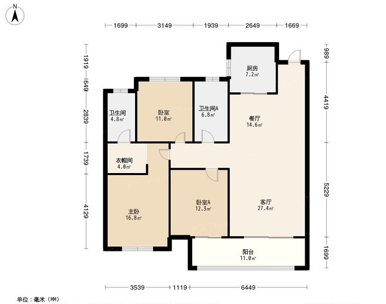135轻奢四房装修效果图,美式轻奢、现代简约装修案例效果图-美广网(图1)