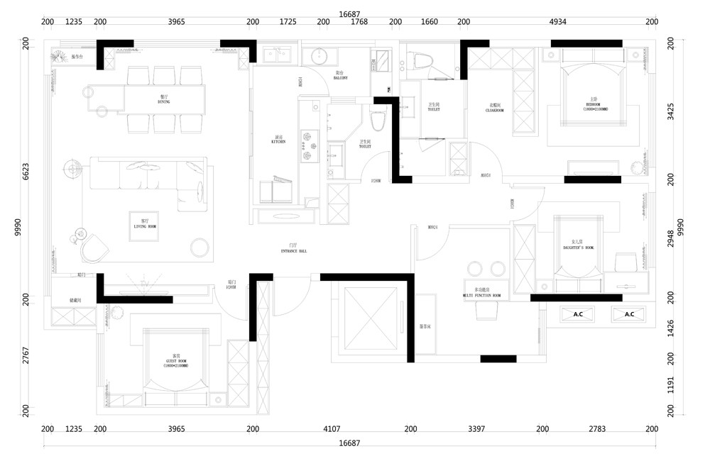 150现代大平层装修效果图,私宅装修案例效果图-美广网(图1)